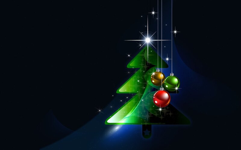 Glowing Green Christmas Tree — Festive, Night