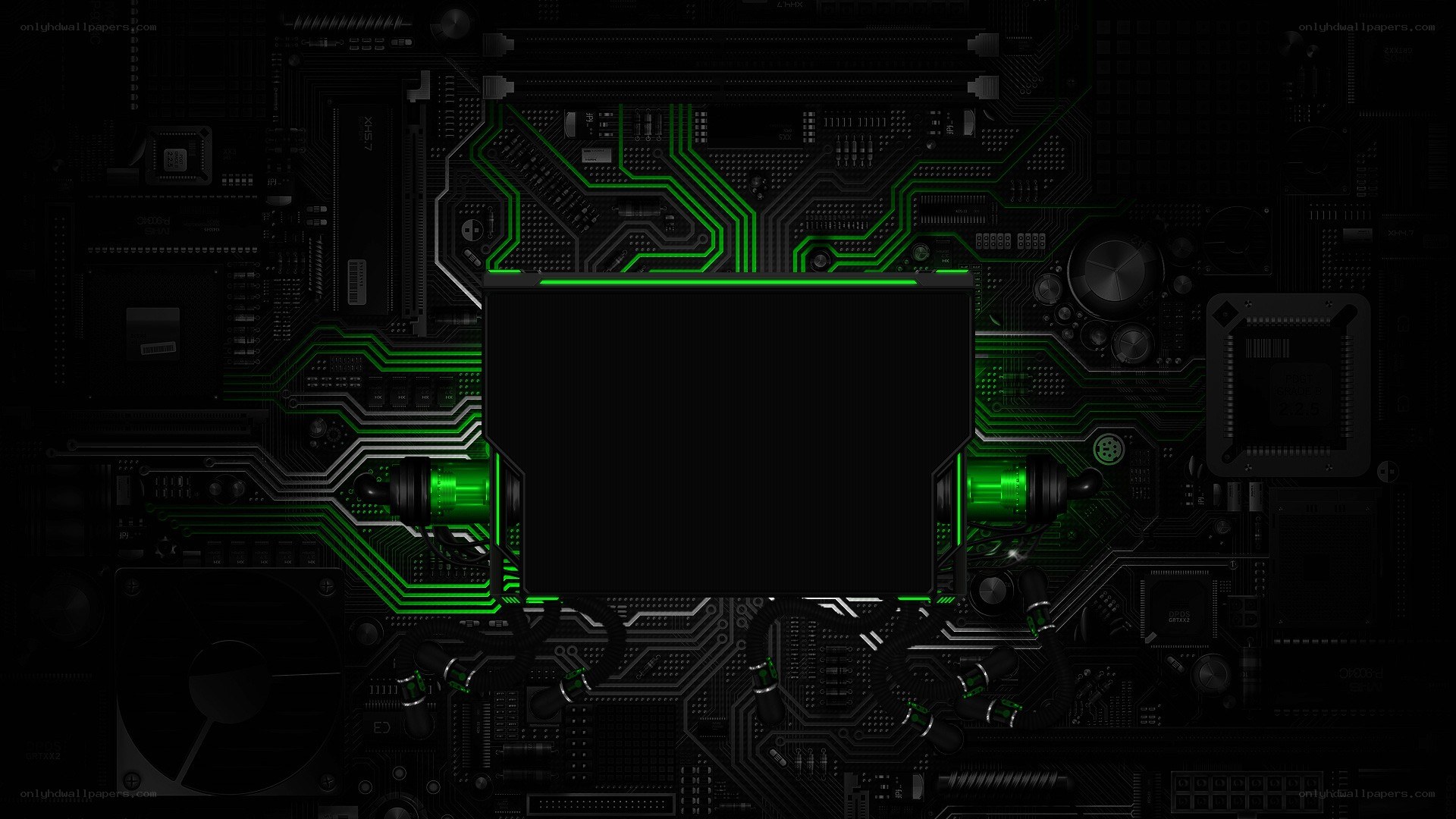 glowing green circuit board