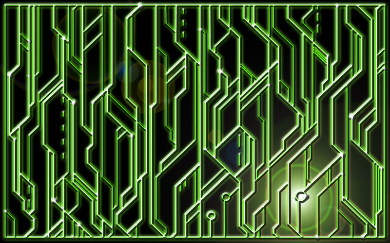 glowing green circuit board