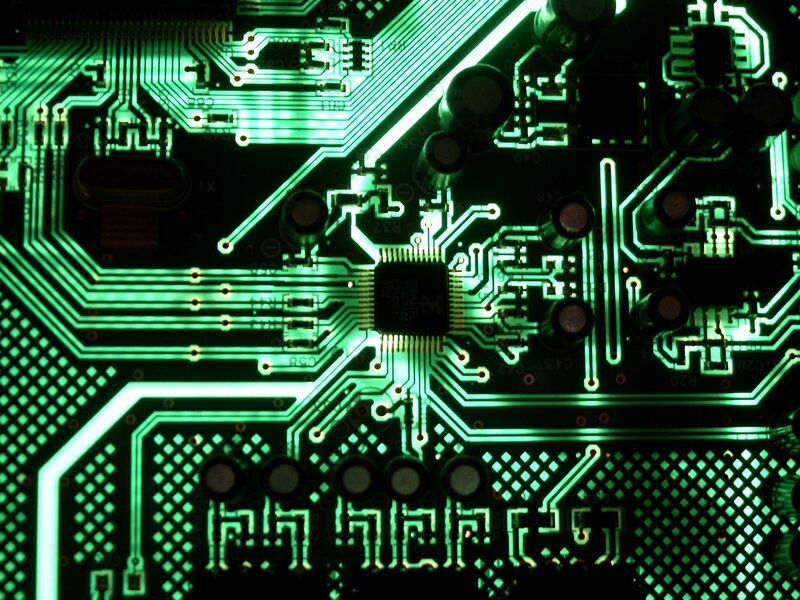 glowing green circuit board