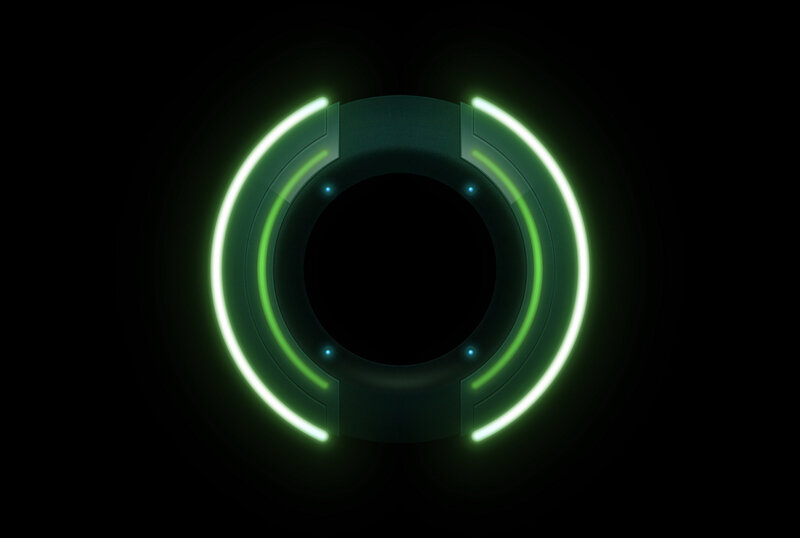 glowing green circular interface