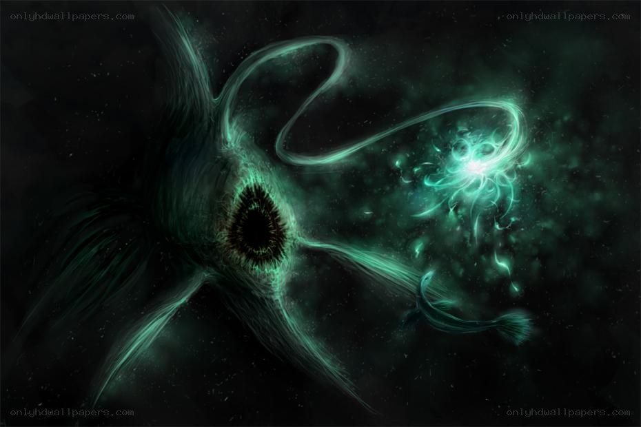 glowing green cosmic entity