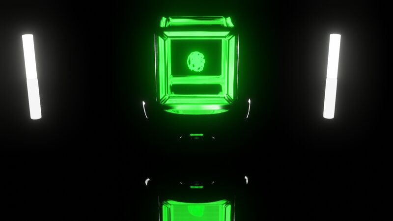 Glowing Green Cube — Dark
