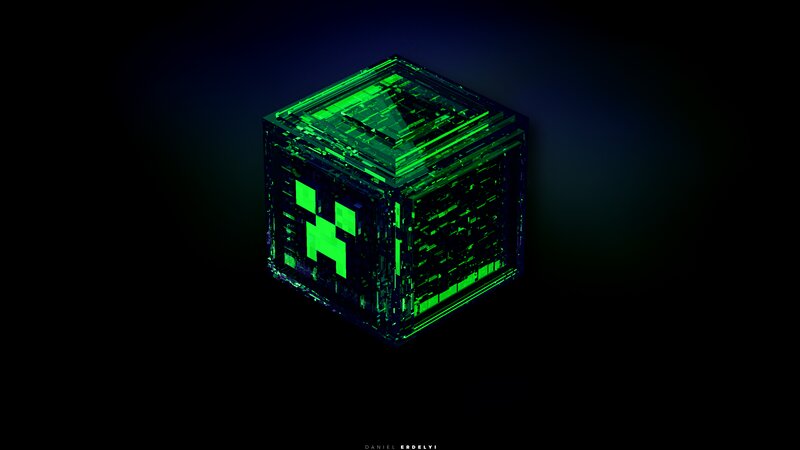 Glowing Green Cube — Dramatic