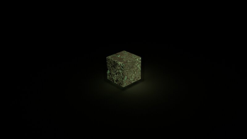 Glowing Green Cube — Mysterious, 3d Render, Dark Background