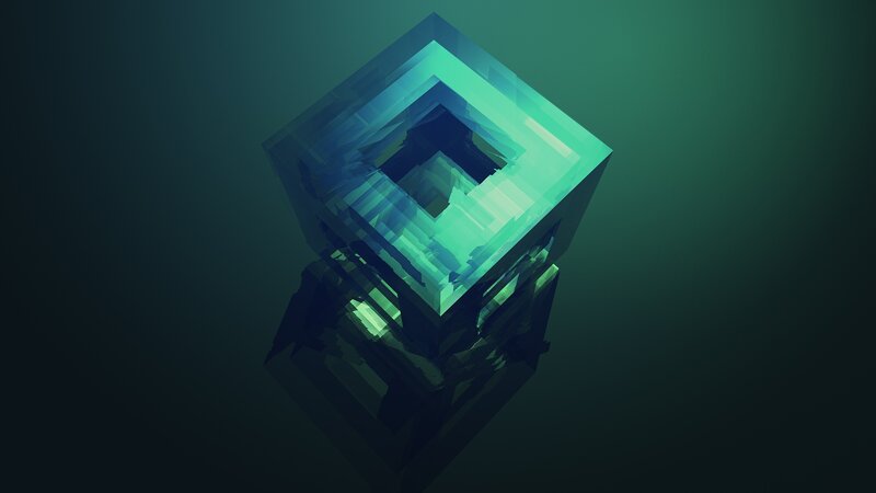 Glowing Green Cube — Mysterious