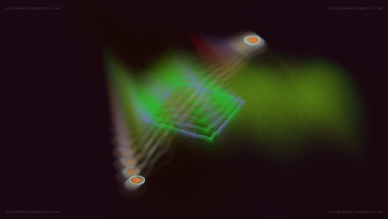 glowing green cube with light beams