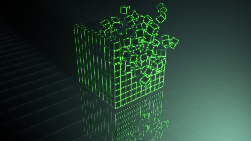 Glowing Green Cubes — Digital