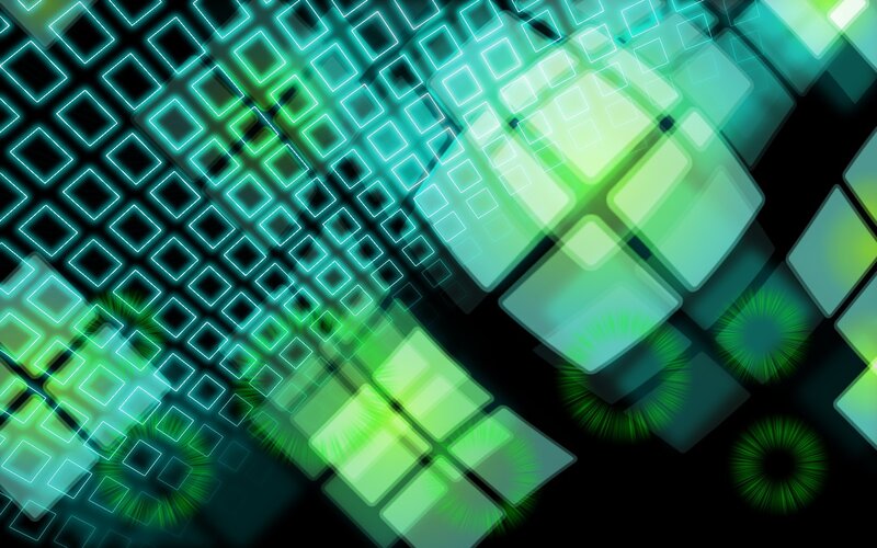 Glowing Green Cubes — Energetic