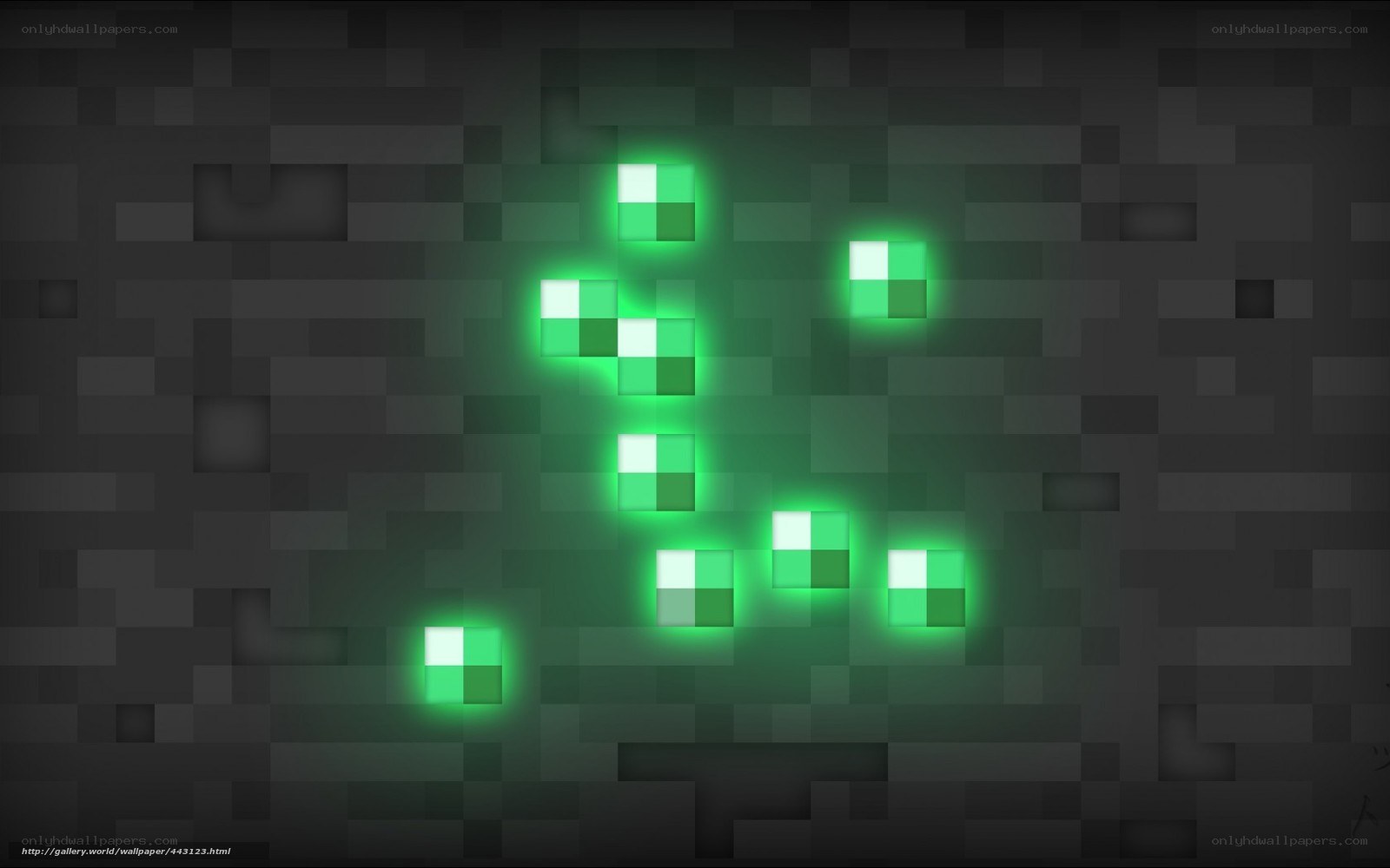 glowing green cubes in dark