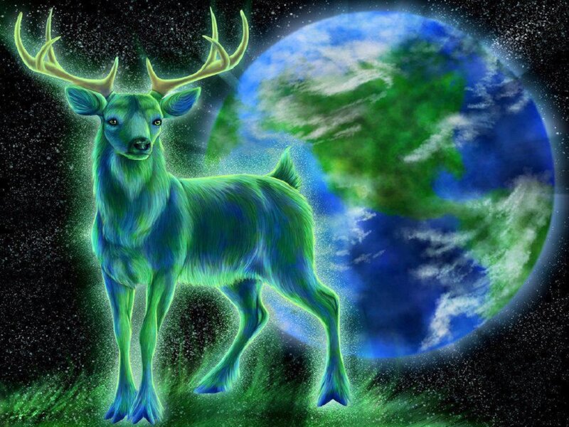 Glowing Green Deer