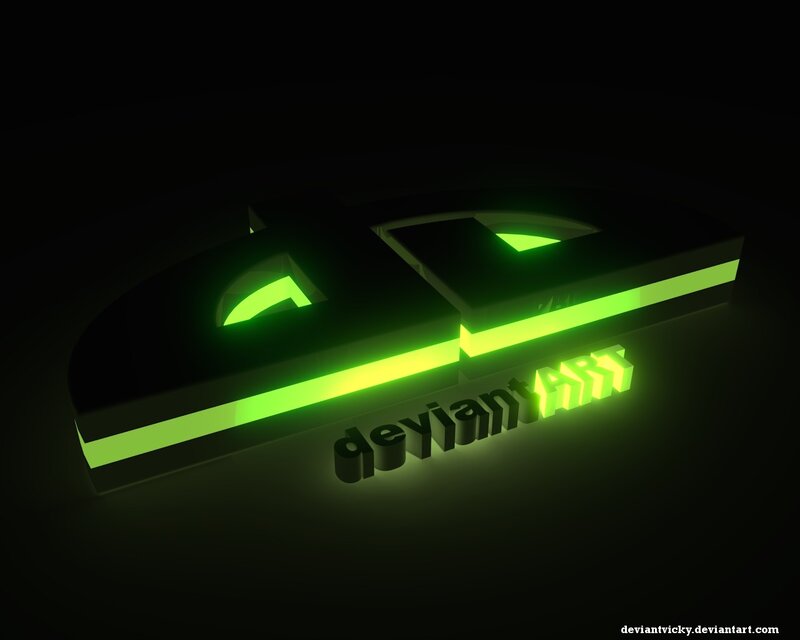 glowing green deviantArt logo