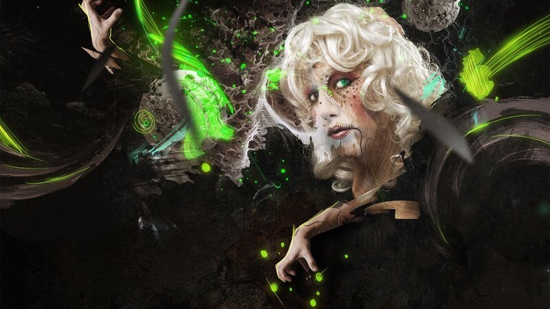 glowing green digital art