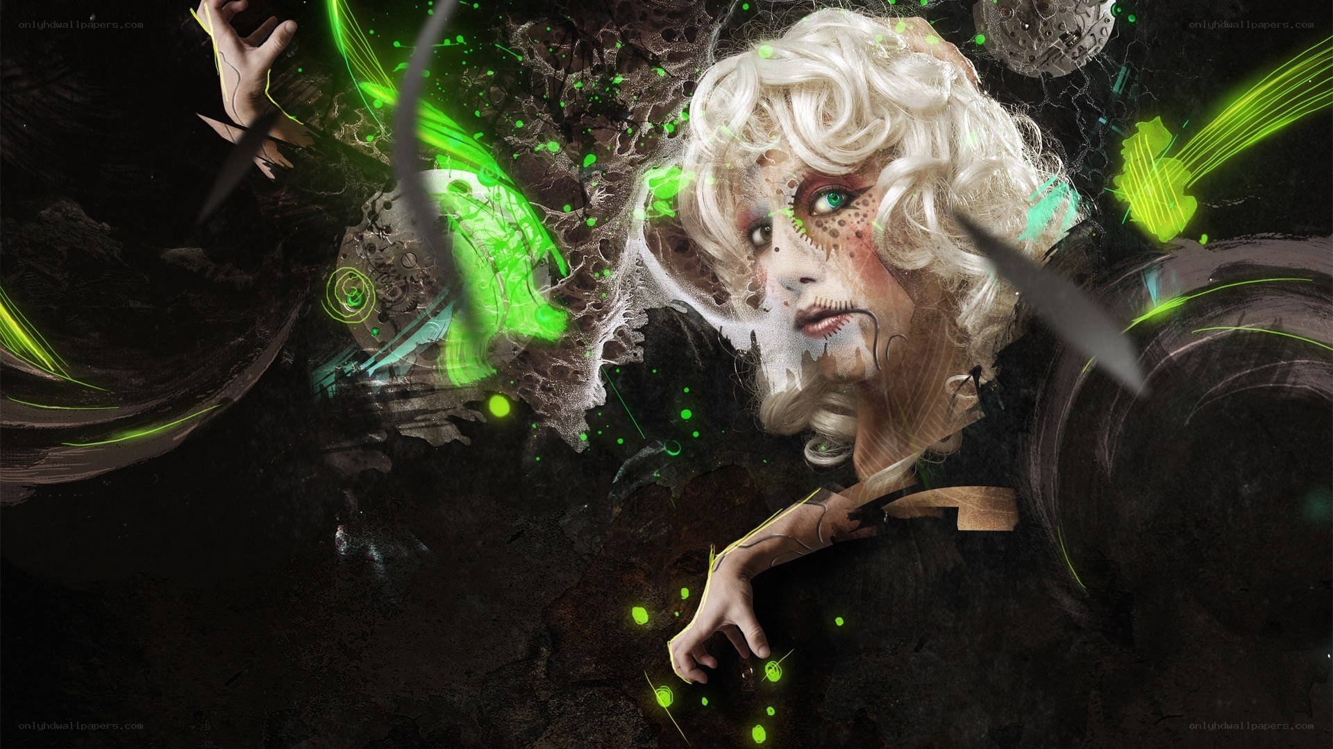 glowing green digital art