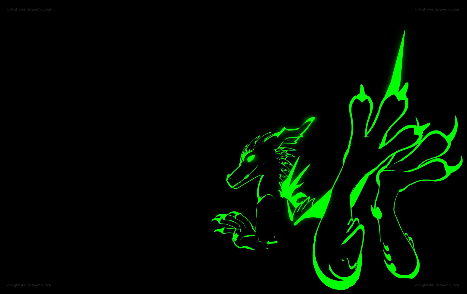 glowing green dragon silhouette