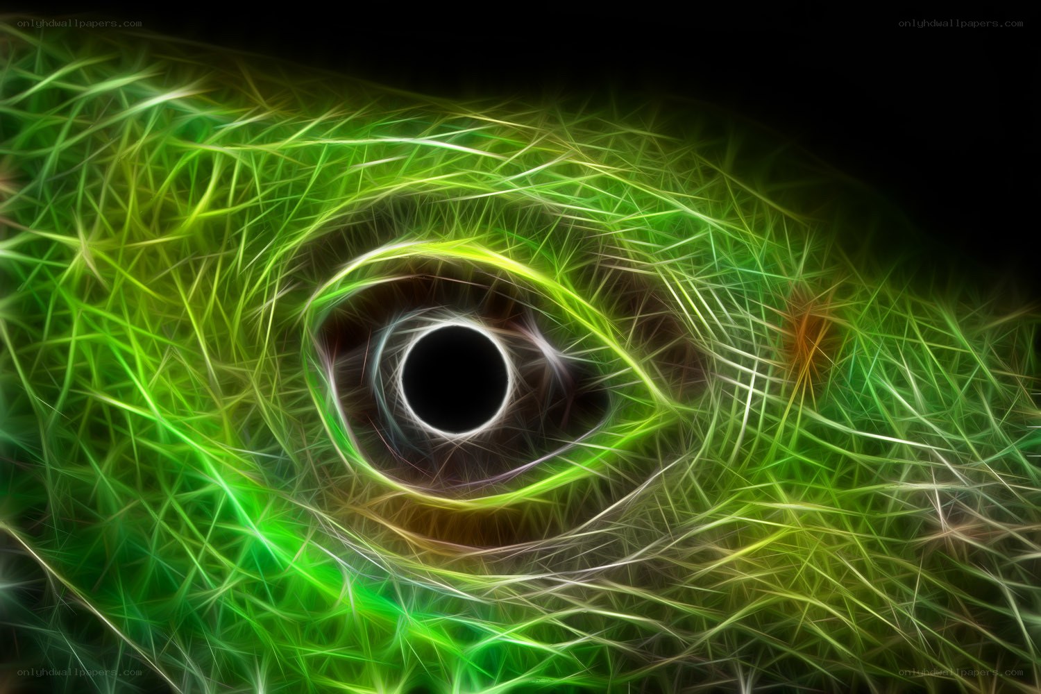 glowing green eye fractal