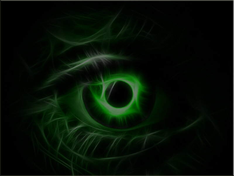glowing green eye