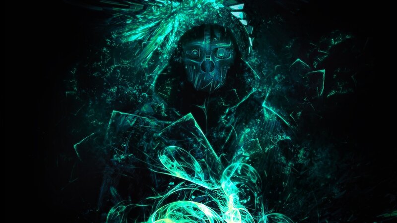 Glowing Green Figure — Dark, Digital Art
