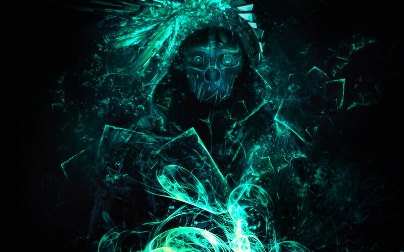 Glowing Green Figure — Dark