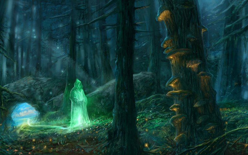 Glowing Green Figure — Mysterious