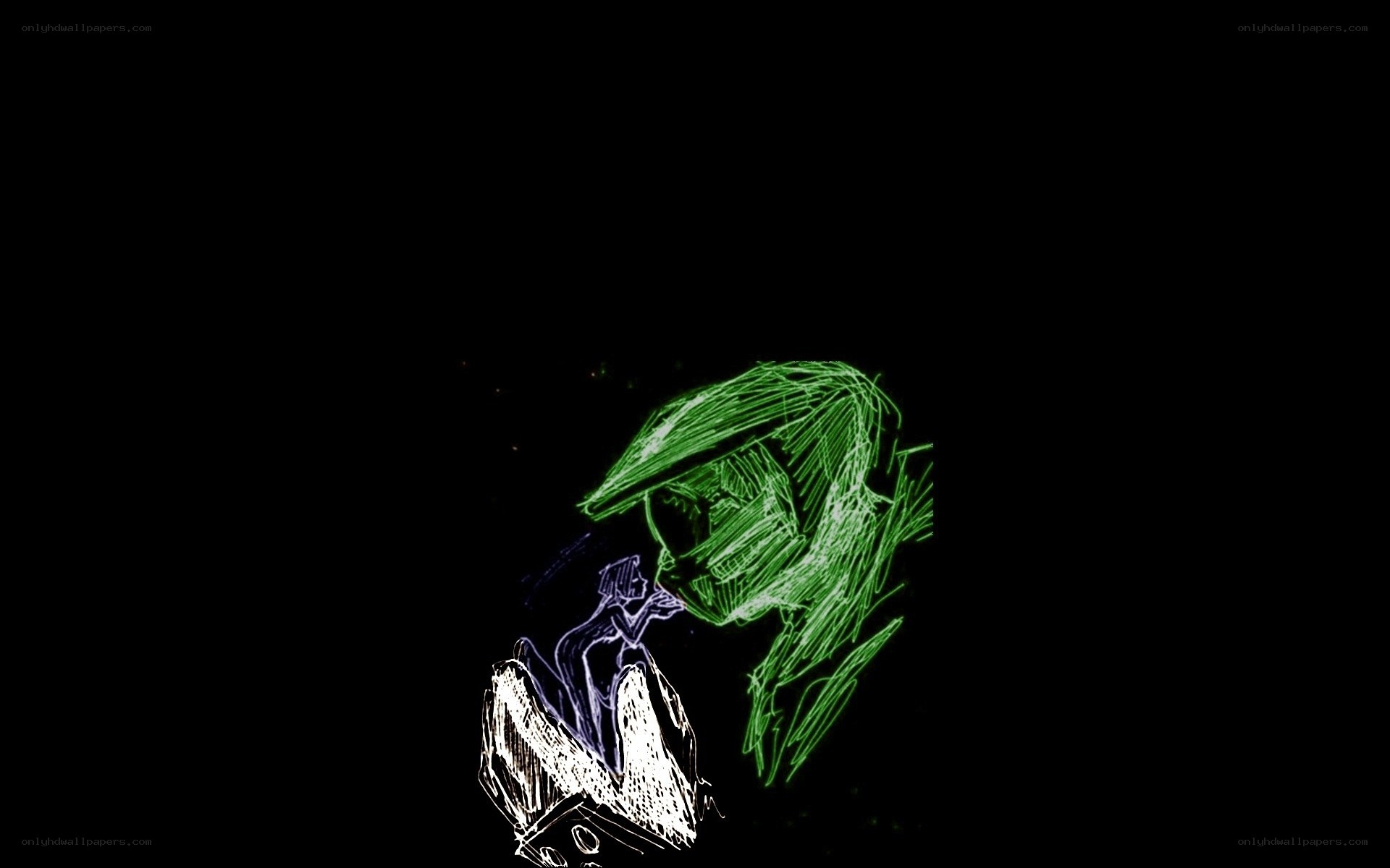 glowing green figure sketch