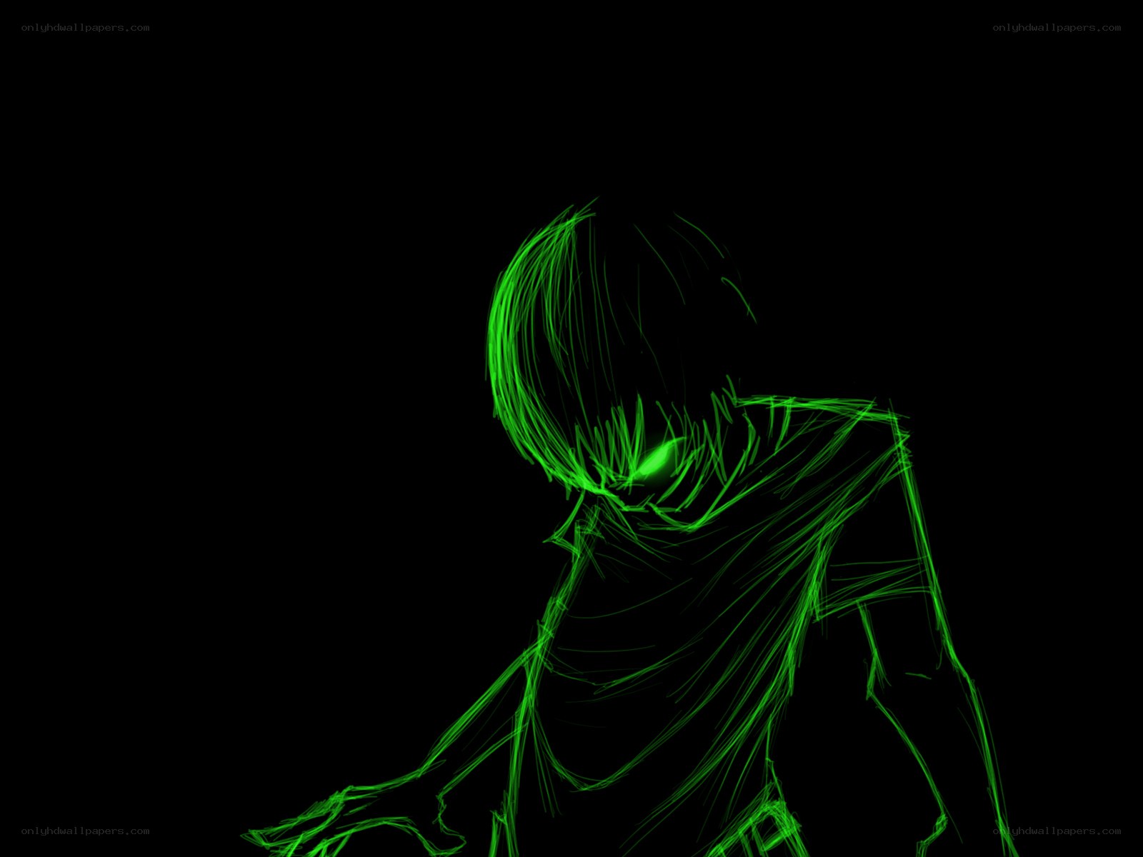 glowing green figure sketch