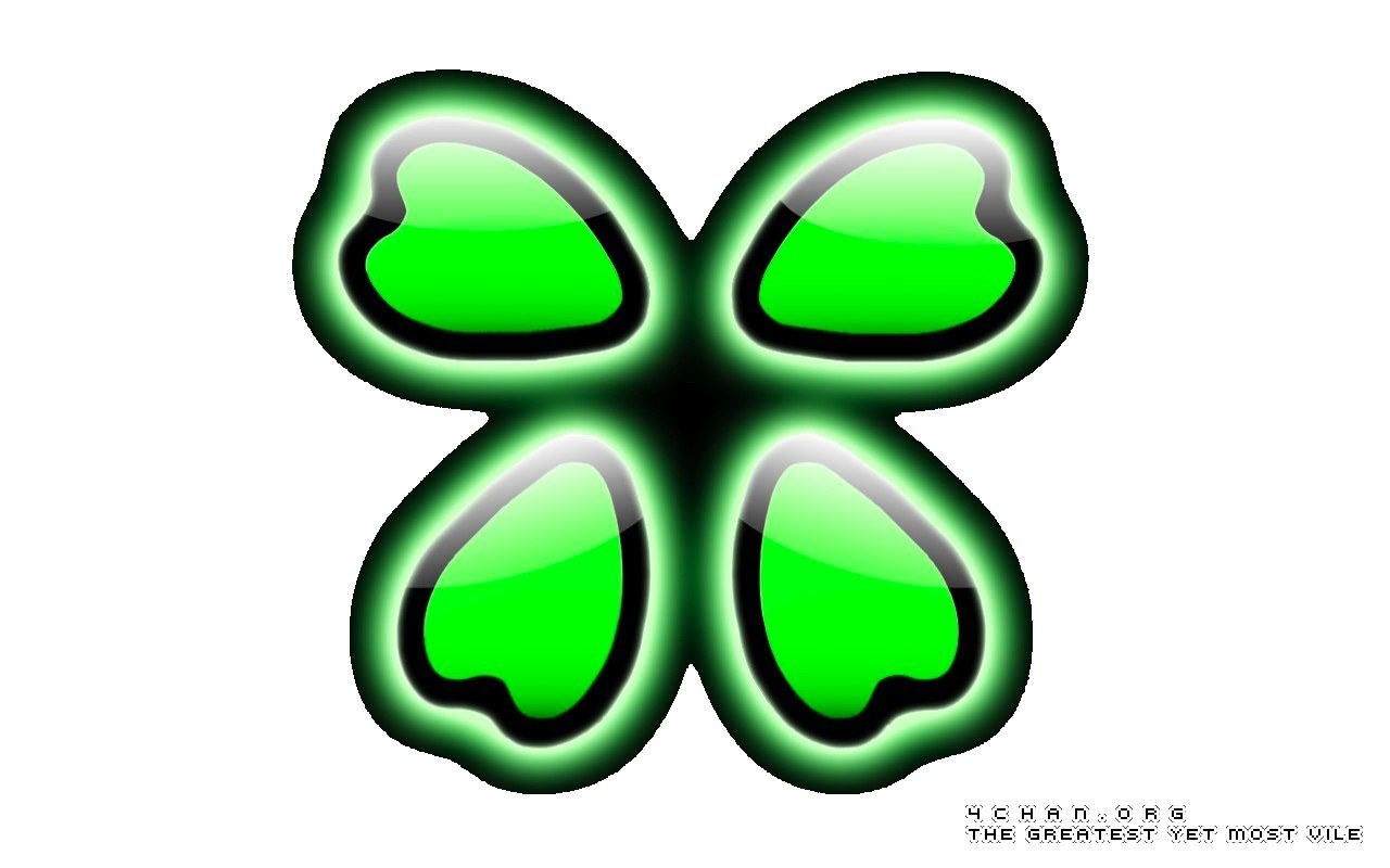 glowing green four-leaf clover