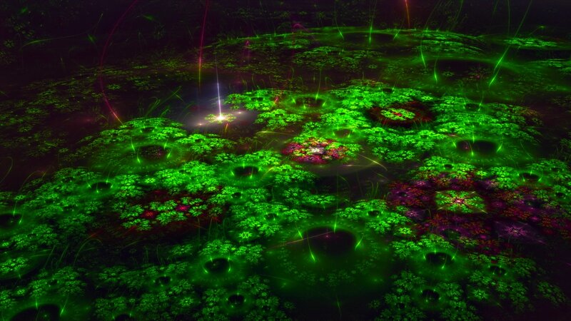 Glowing Green Fractal Landscape — Mystical