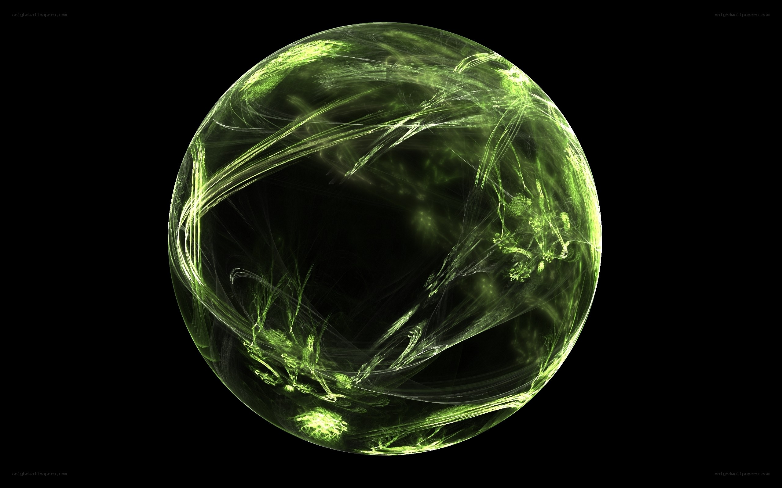 glowing green fractal sphere