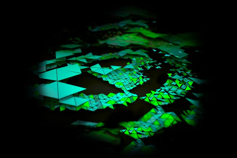 Glowing Green Geometric Shapes