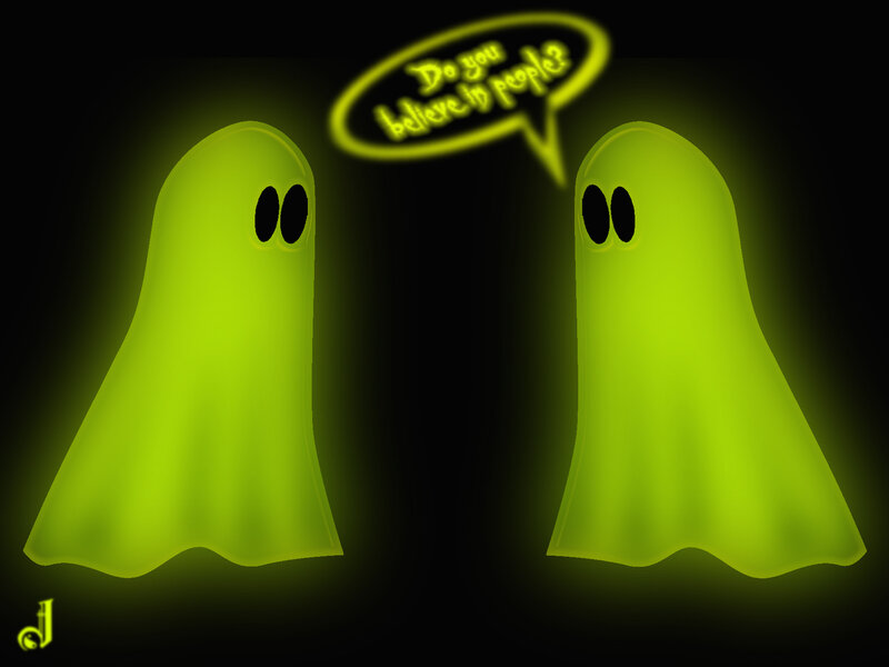 glowing green ghosts