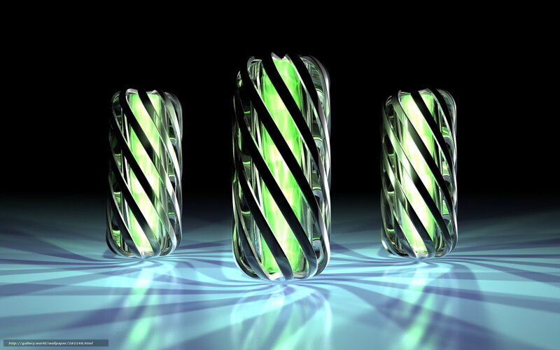 glowing green glass sculptures