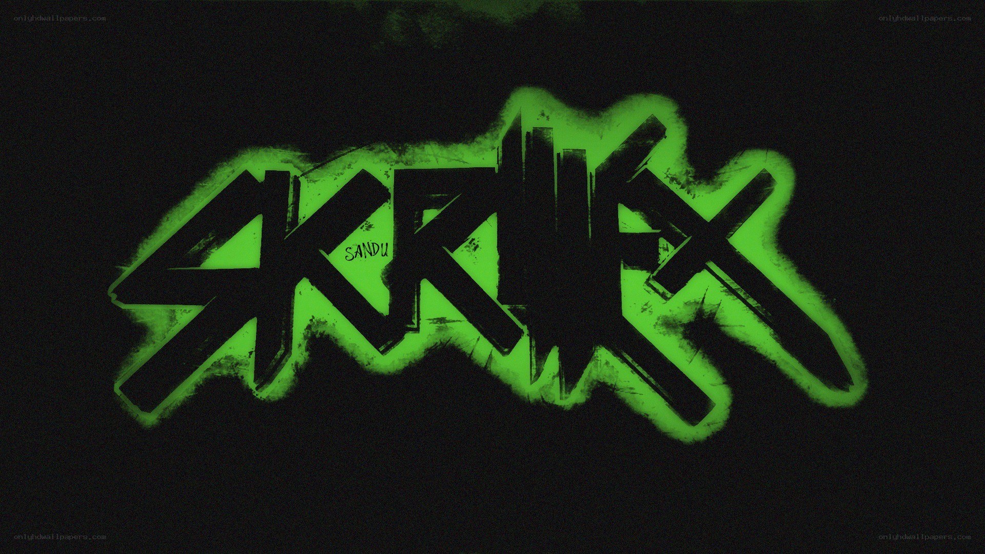 glowing green graffiti text