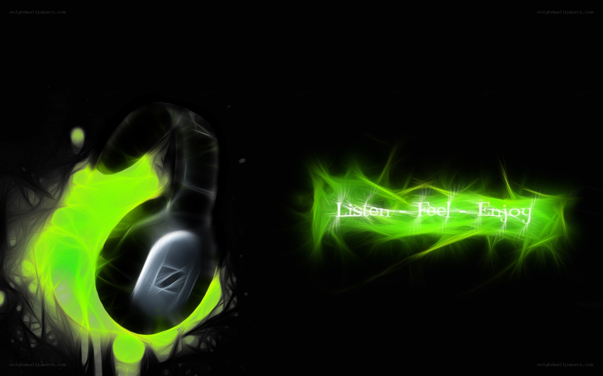 glowing green headphones