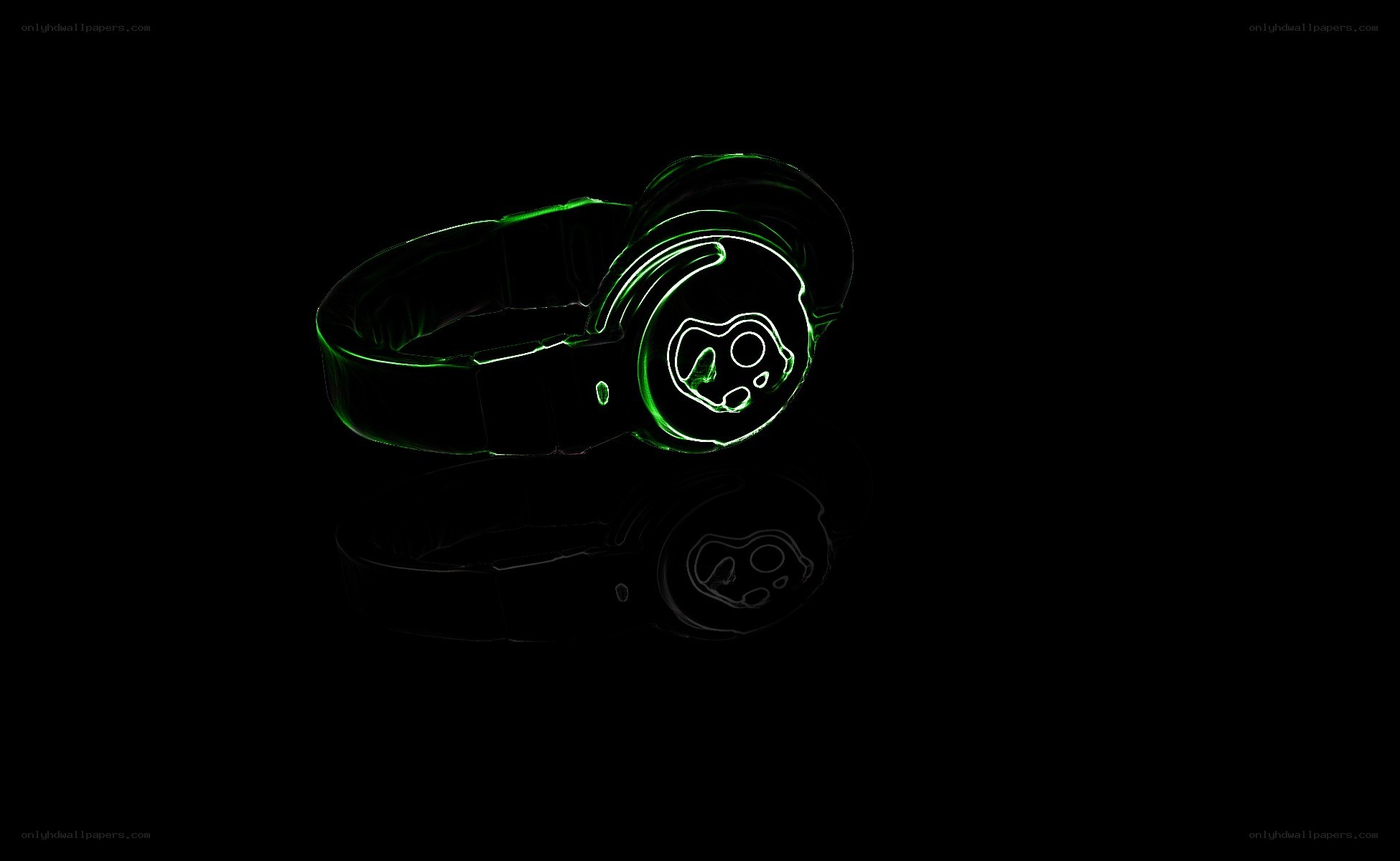 glowing green headphones