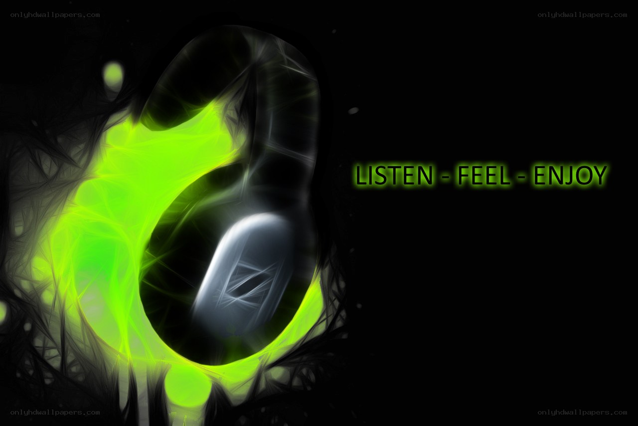 glowing green headphones