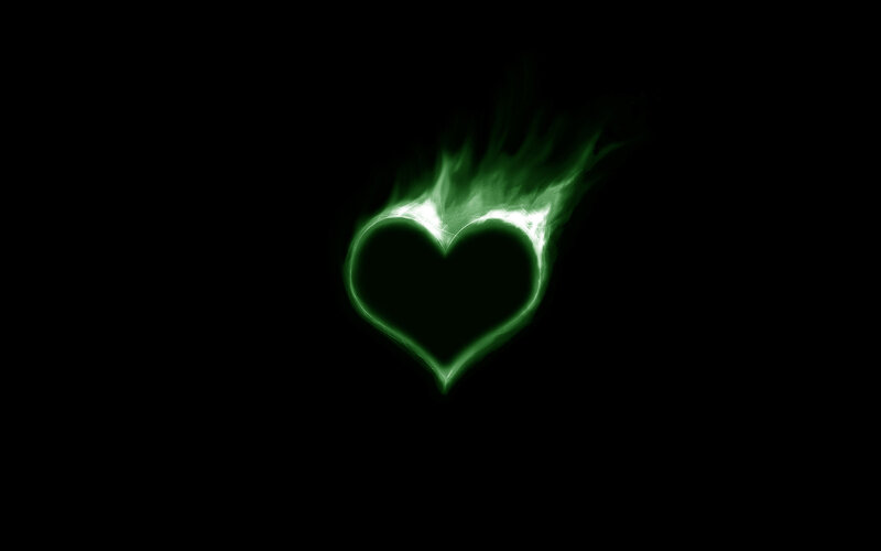 Glowing Green Heart — Dramatic, Digital Art, Flame