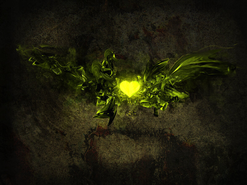 Glowing Green Heart — Dramatic