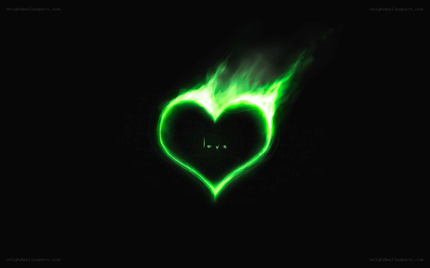 glowing green heart flame