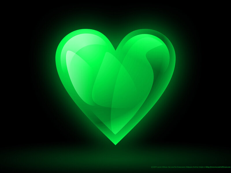 glowing green heart