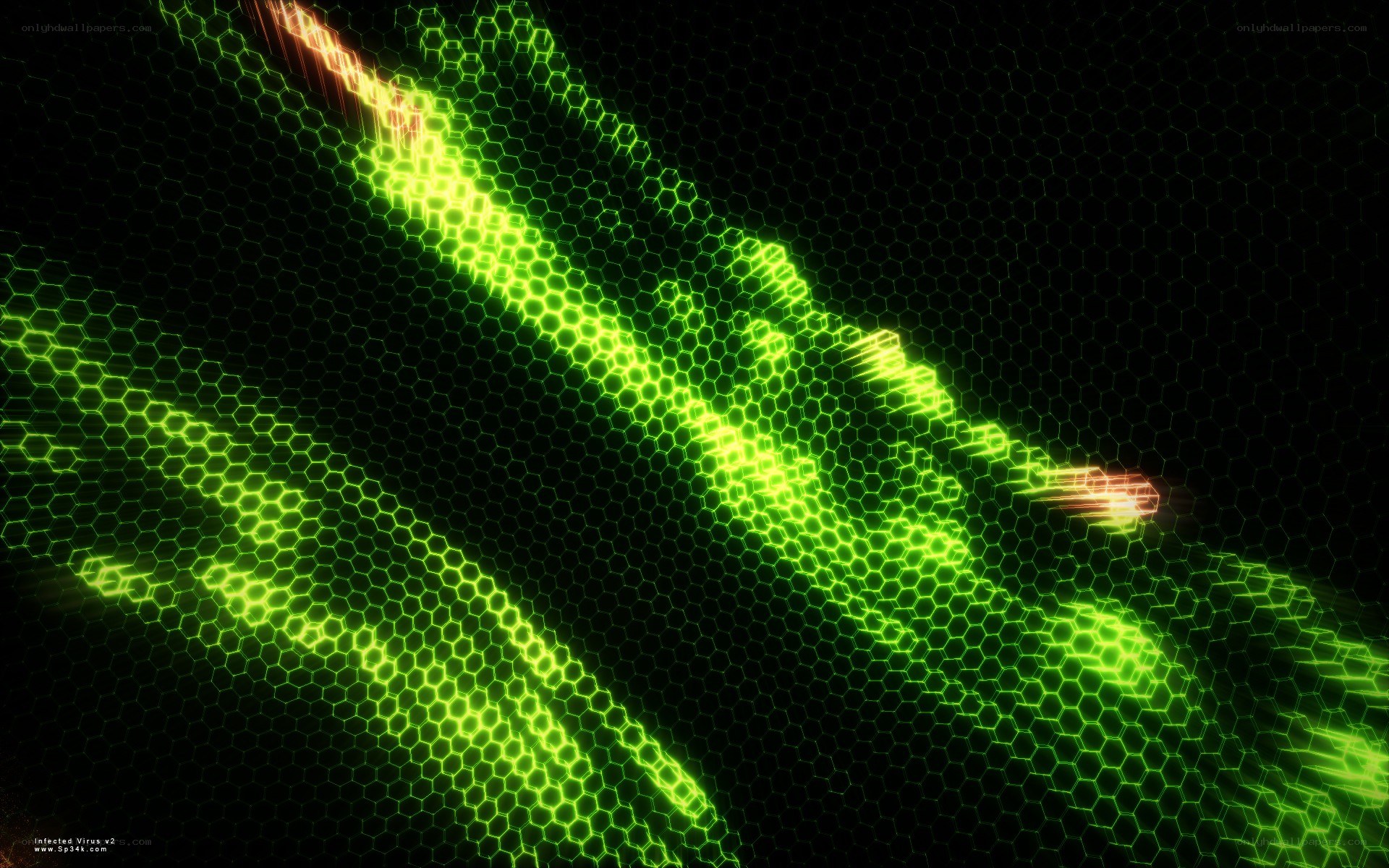 glowing green hex grid