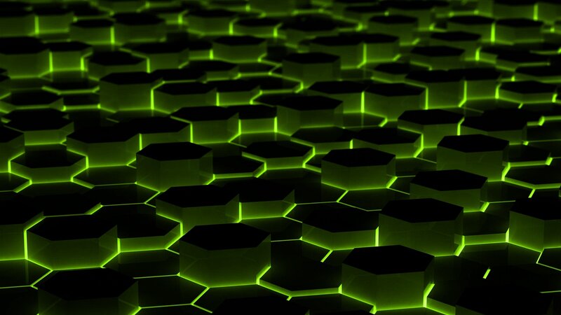 glowing green hexagon pattern