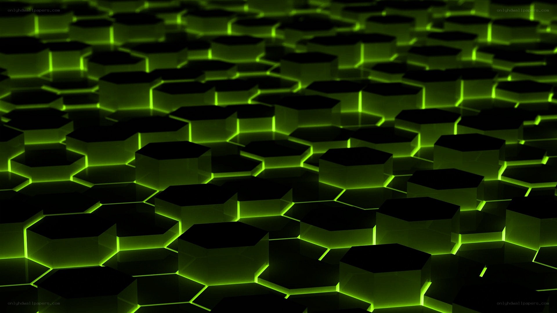 glowing green hexagon pattern