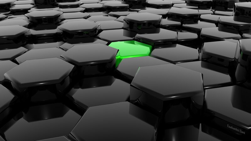 Glowing Green Hexagon