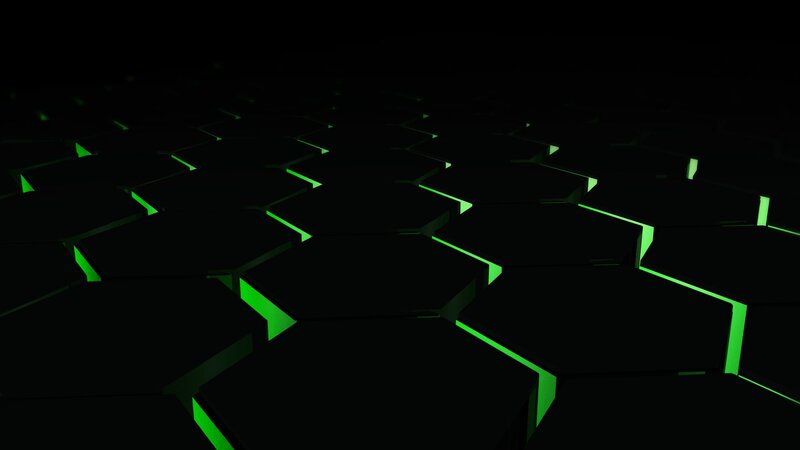 glowing green hexagons