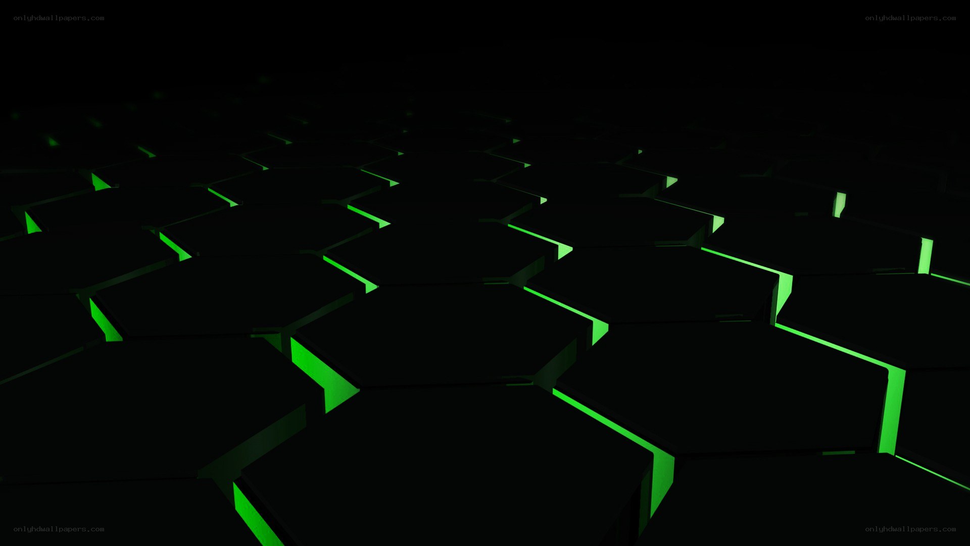 glowing green hexagons