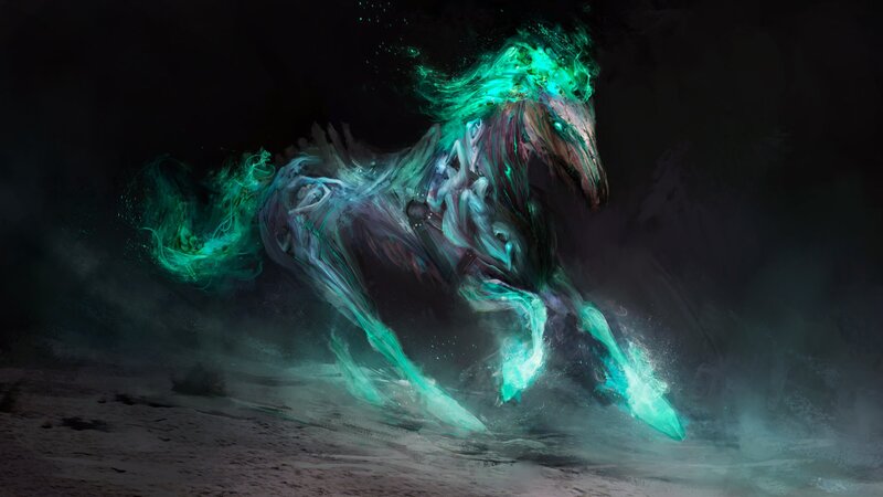 Glowing Green Horse — Dramatic