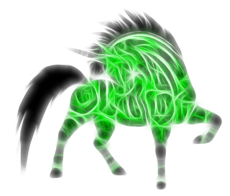 glowing green horse