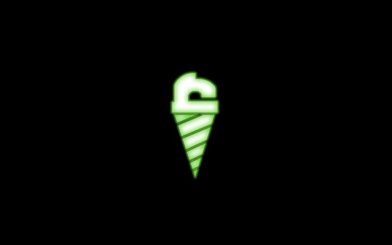 Glowing Green Ice Cream Cone — Minimalist, Digital Art