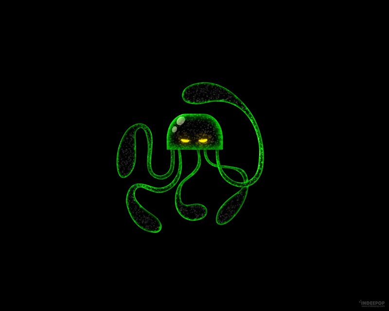 glowing green jellyfish creature